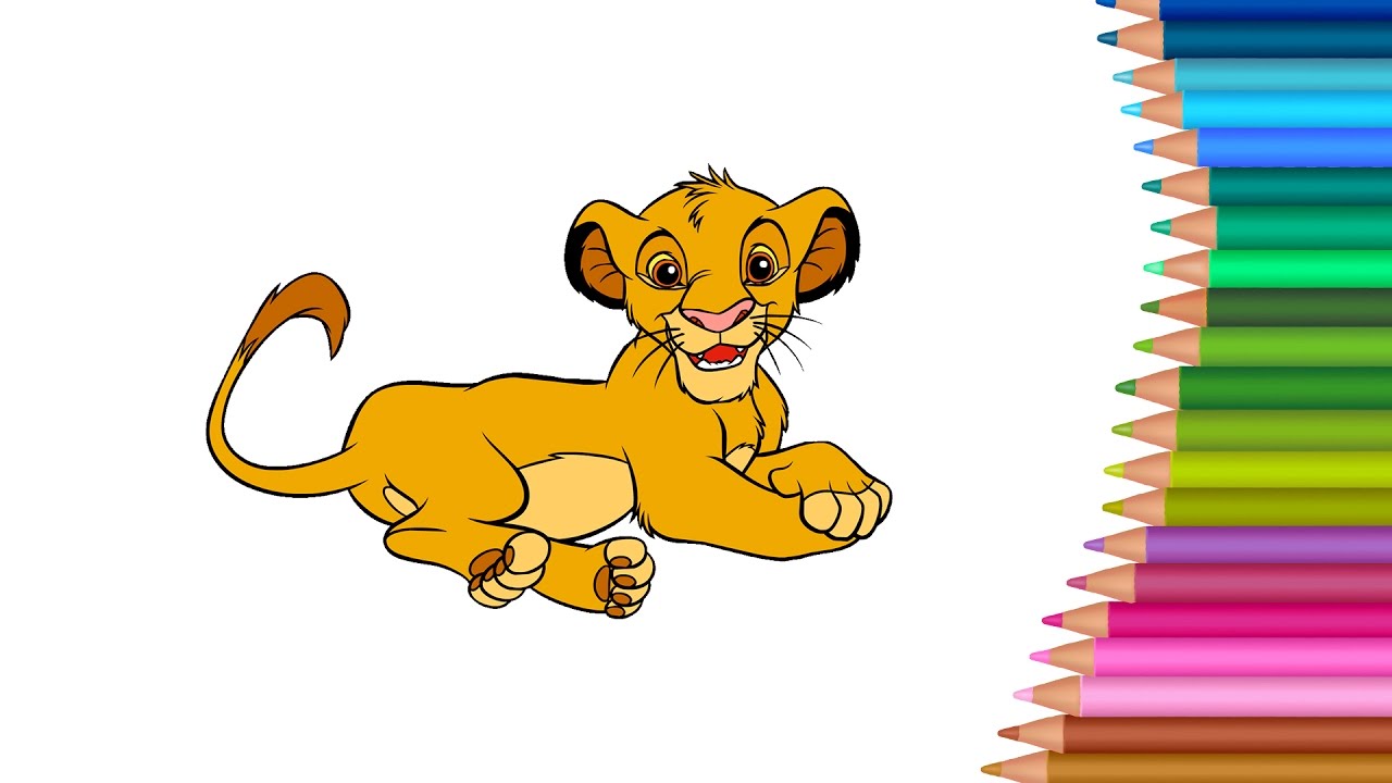 1280x720 Disney Pixar Lion King Coloring Pages Colours For Kids Kids - Lion Drawing Color