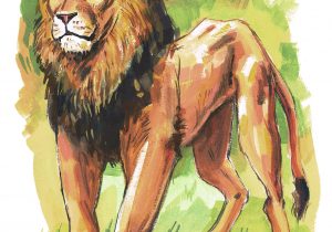 300x210 Lion Color Drawing Color Brush Painting Ink Draw Isolated Lion - Lion Drawing Color