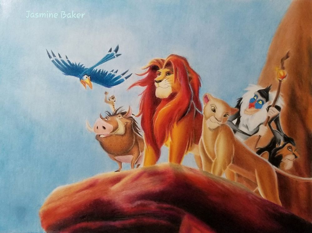 1000x749 Disney Lion King Drawing Colored Pencil Ebay - Lion Drawing Color