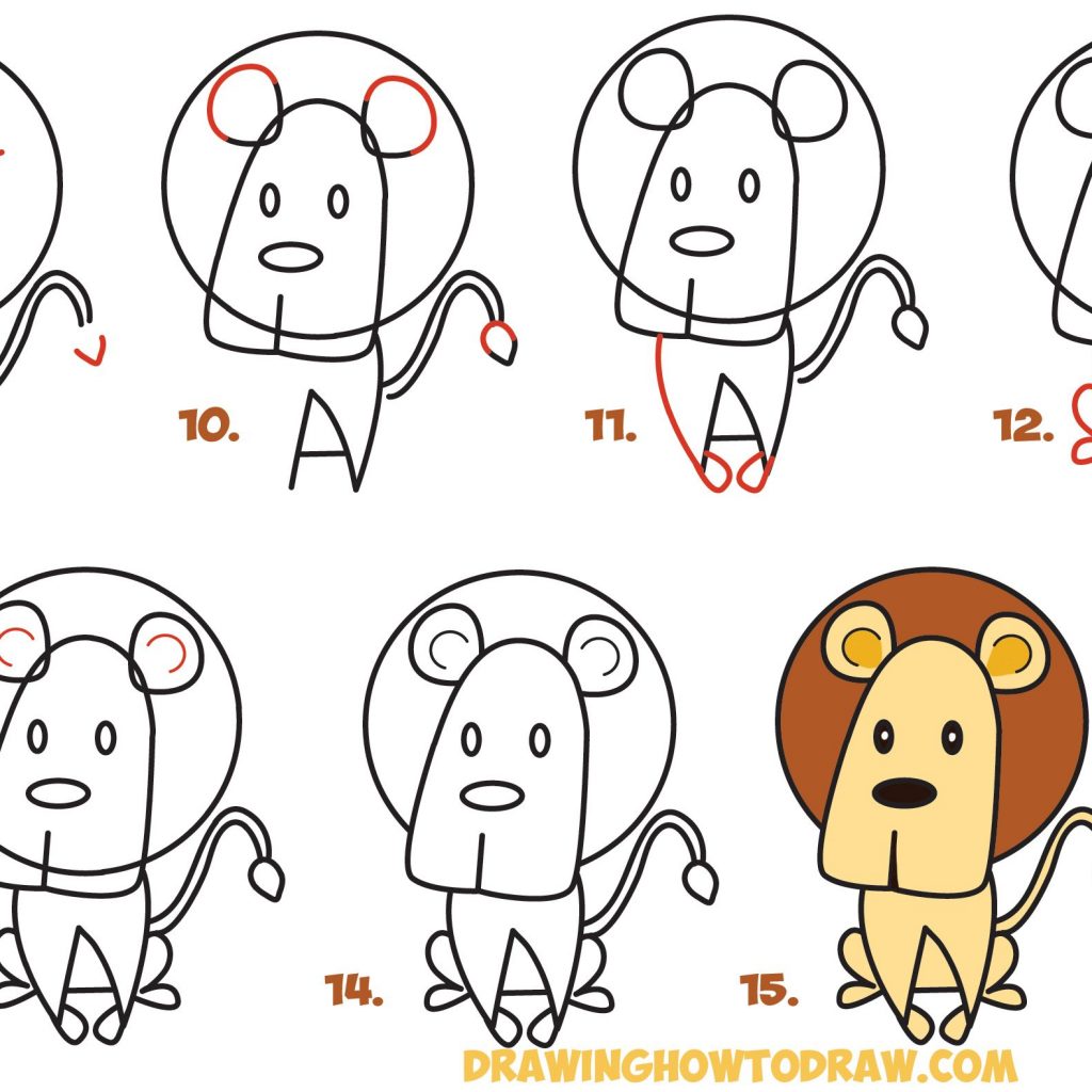Lion Drawing Easy Step By Step at PaintingValley.com | Explore ...