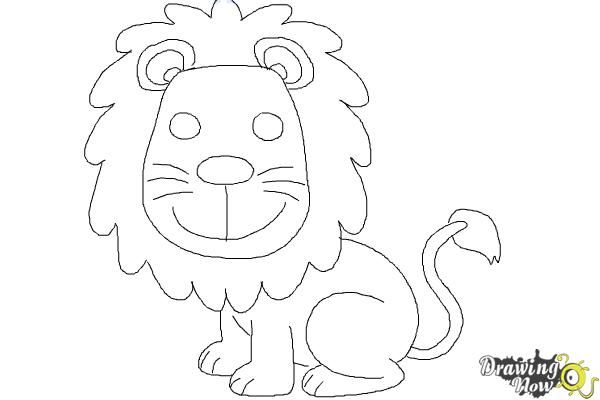 600x400 How To Draw A Lion For Kids Drawingnow Animals In Lions - Lion Drawing For Kids