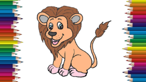 300x169 How To Draw A Lion Cute And Easy Step - Lion Drawing For Kids