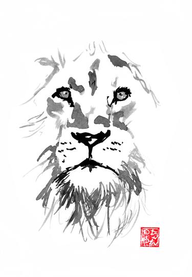 375x540 Lion Face Drawing - Lion Drawing Pictures