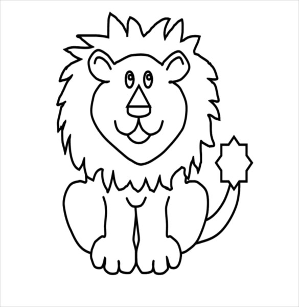 585x600 Cartoon Lion Drawing - Lion Drawing Pictures