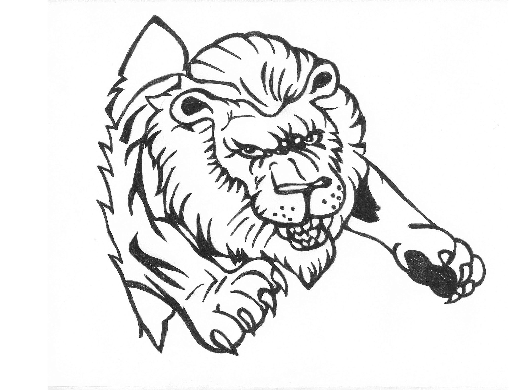 2048x1536 Free Designs - Lion Drawing Wallpaper