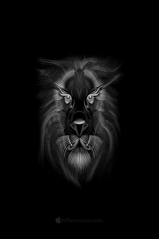 320x480 Black Lion Sketch Wallpaper For Iphones And Touchscreen Mobiles - Lion Drawing Wallpaper
