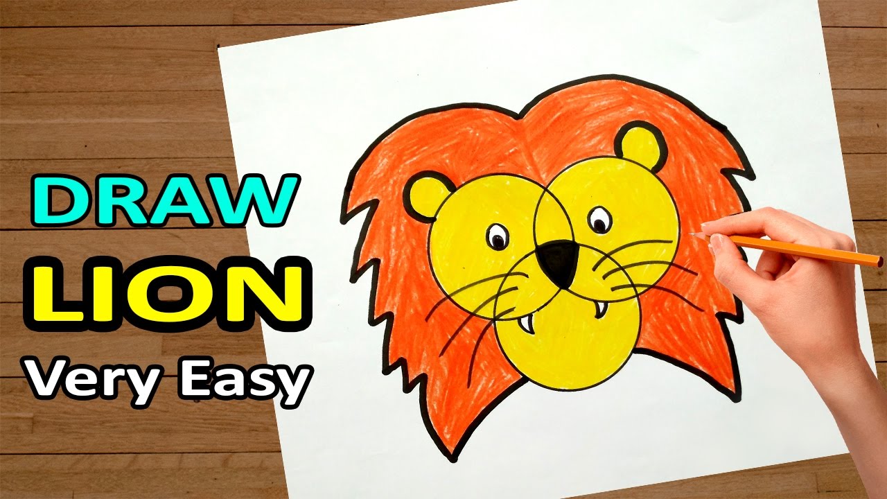 1280x720 Draw A Lion Face From Circle Easy Way Step - Lion Face Drawing Easy