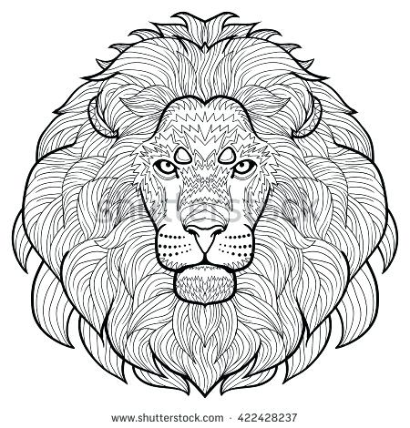 450x470 Lion Outline Drawing Animal Outline Drawing Coloring Head Stock - Lion Face Outline Drawing