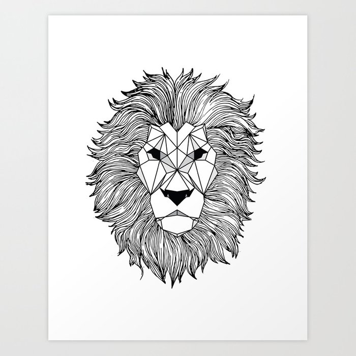 700x700 Geometric Lion Art Print - Lion Geometric Drawing