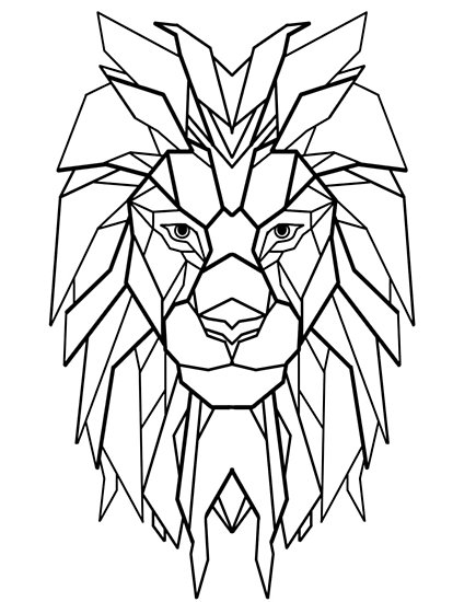 435x550 Geometric Lion Head Photographic Print - Lion Geometric Drawing