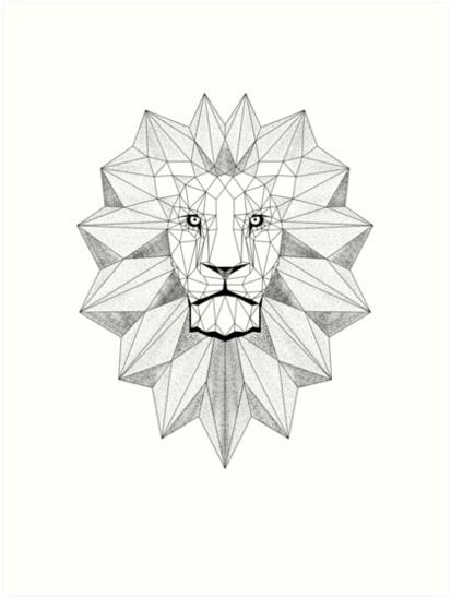413x549 Geometric Lion T Shirt Art Prints - Lion Geometric Drawing