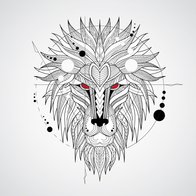 626x626 Geometrical Lion Design Background Vector Free Download - Lion Geometric Drawing