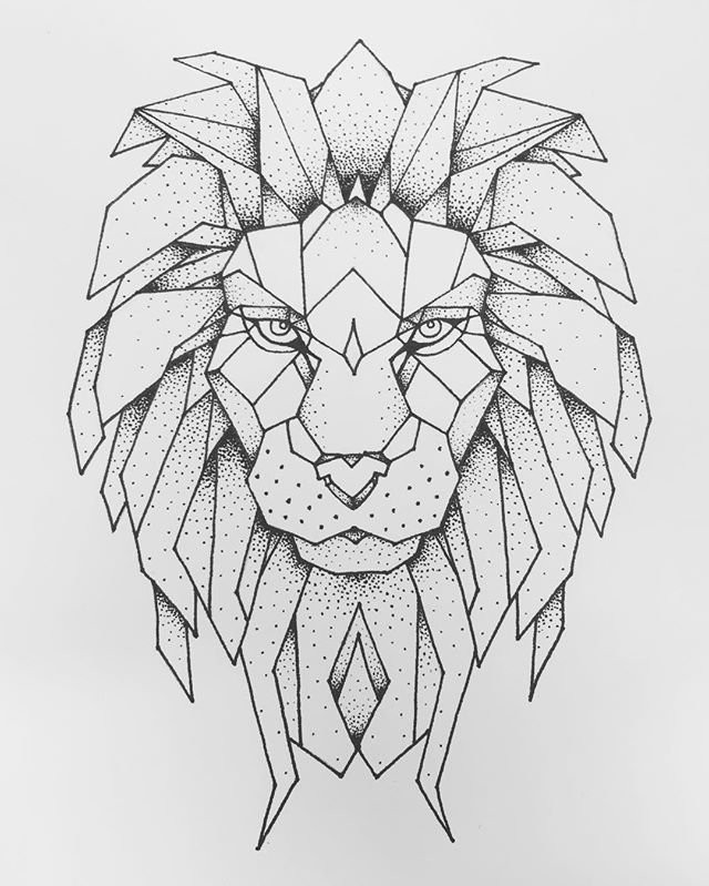 640x799 Lion Tattoo Sur Tatouage Lion Tatouages Et Designs De - Lion Geometric Drawing