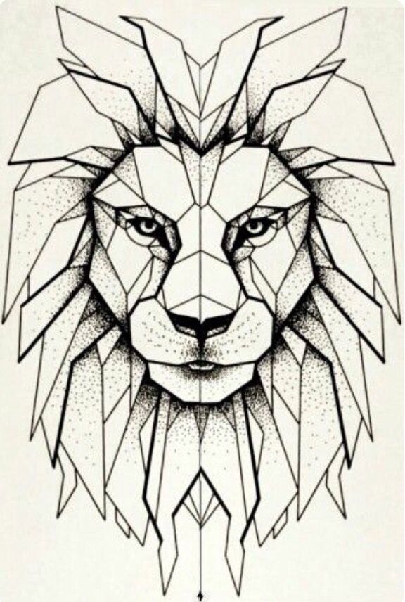 576x856 Jostyn Biber Lion Drawing, Geometric Lion - Lion Geometric Drawing