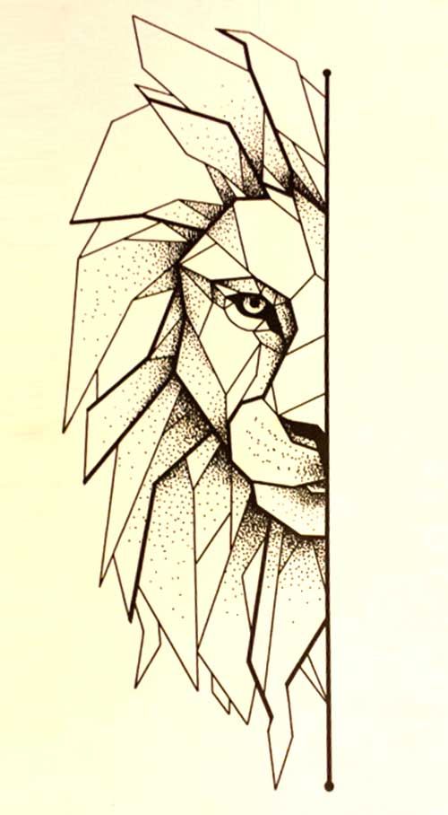 500x908 Geometric Lion - Lion Geometric Drawing