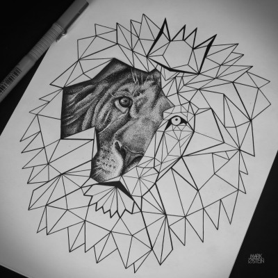 Lion Geometric Drawing at PaintingValley.com | Explore collection of ...