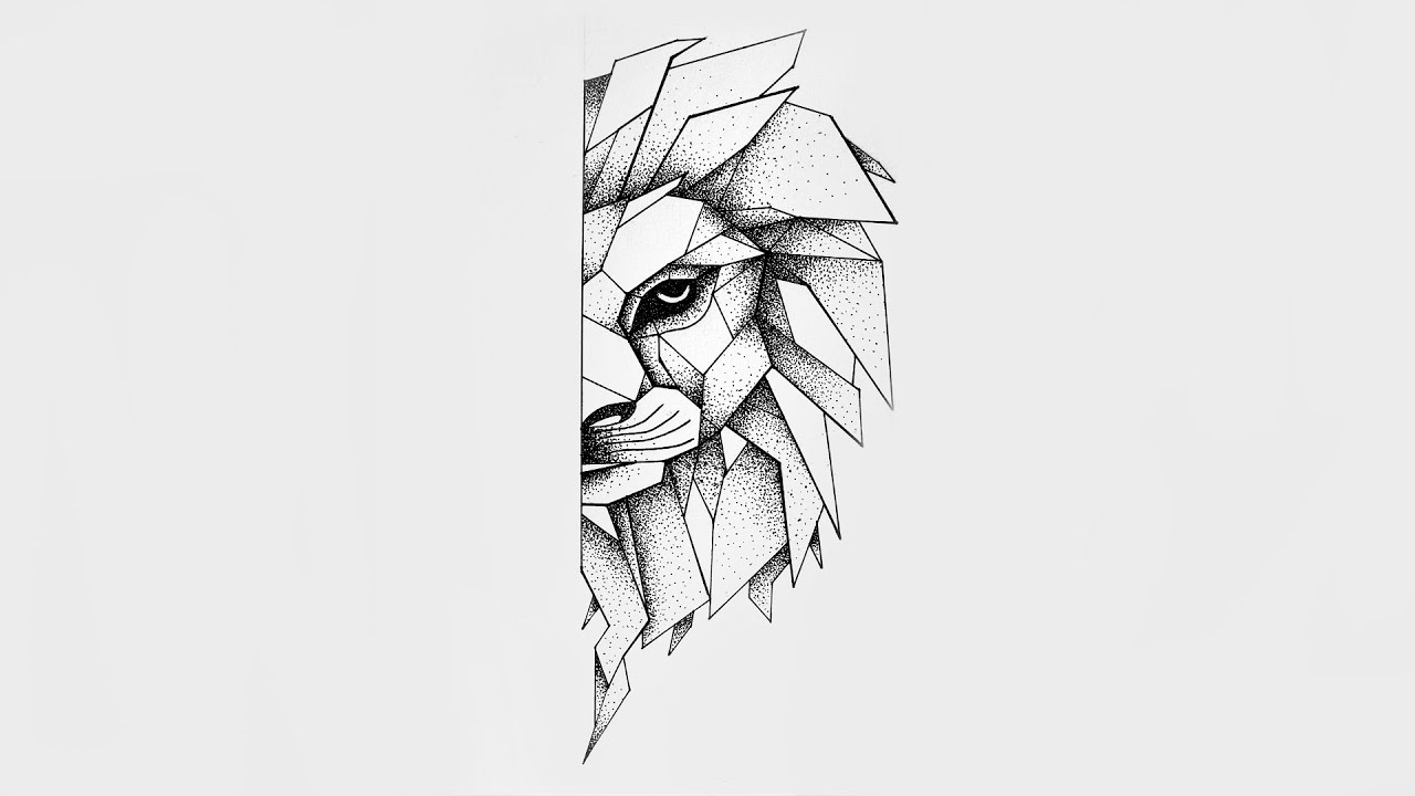 1280x720 dotwork lion speed drawing - Lion Geometric Drawing