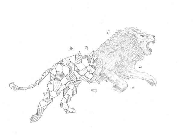 640x453 Geometric Lion Stock Photo - Lion Geometric Drawing