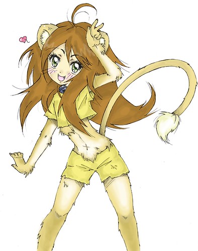 394x500 Lion Girl - Lion Girl Drawing