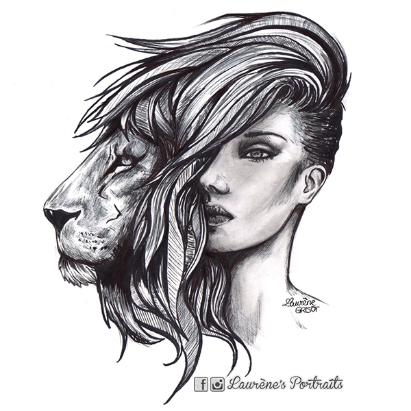 Lion Girl Drawing at PaintingValley.com | Explore collection of Lion ...