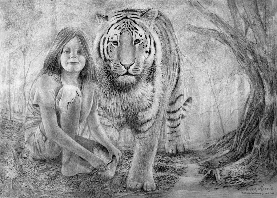 900x643 Tiger Girl Drawing - Lion Girl Drawing