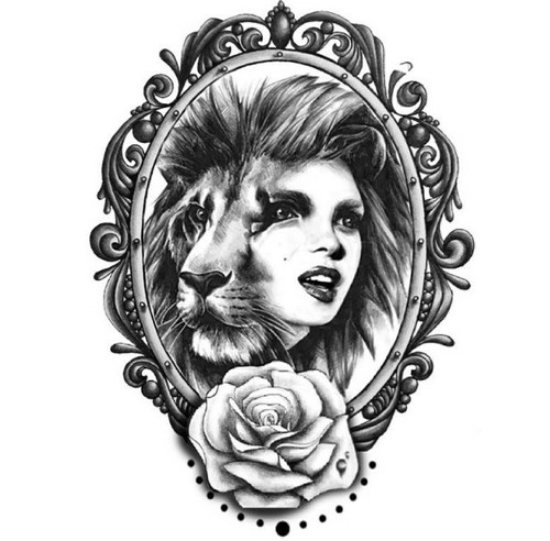 500x492 Tattoo - Lion Girl Drawing