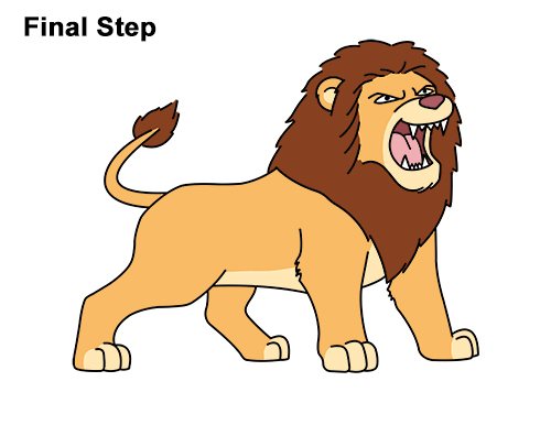 500x386 How To Draw A Lion Roaring - Lion Growling Drawing
