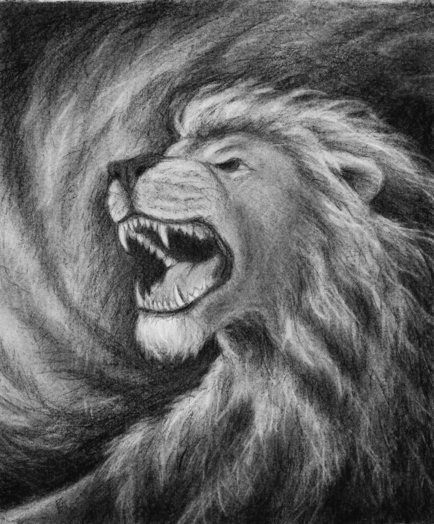 848x1024 Lion Of Judah Roaring Artwork Image, Aslan Of Narnia - Lion Growling Drawing