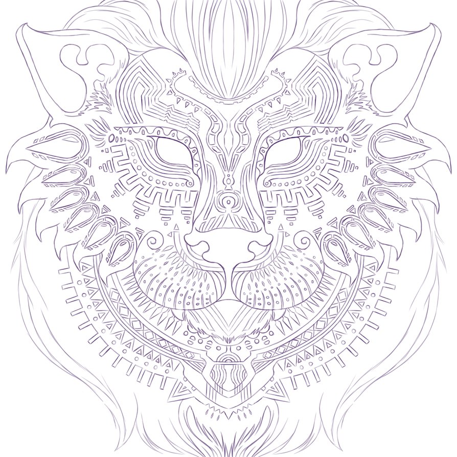 894x894 Lion Head Line Art - Lion Head Line Drawing