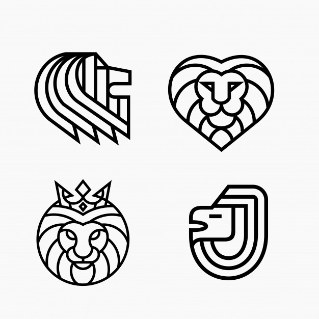 626x626 Lion Head Line Outline Monoline Logo Template Vector Premium - Lion Head Line Drawing