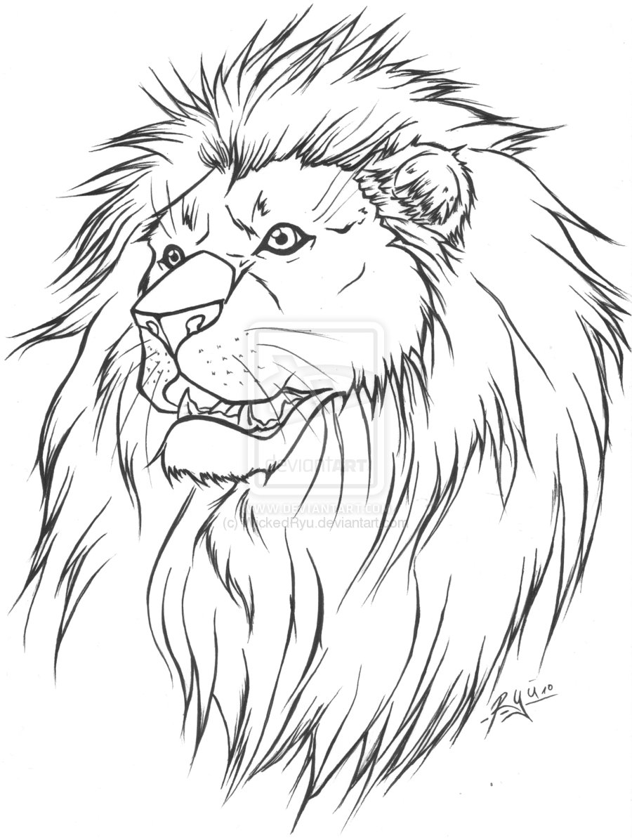 900x1193 Download Lion Tattoo Line Drawing - Lion Head Line Drawing