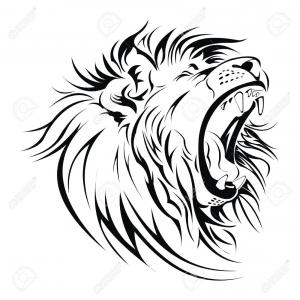 300x300 Vector Illustration Roaring Lion Head Outline Soidergi - Lion Head Outline Drawing