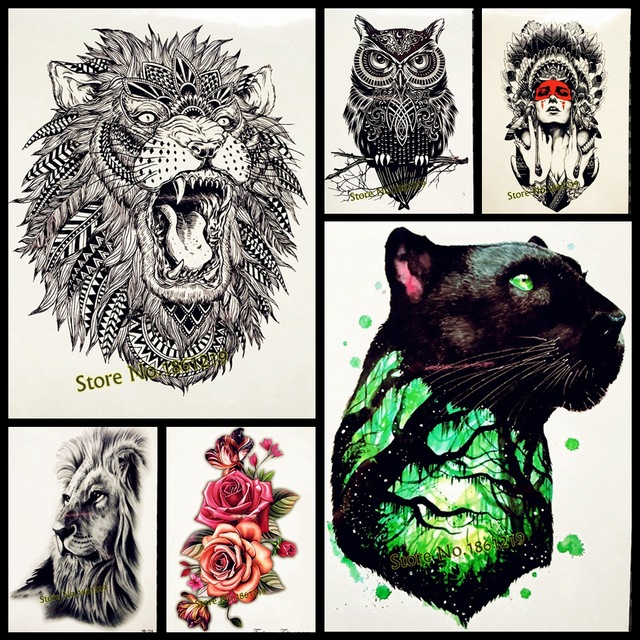 640x640 Hot Fashion Indian King Lion Head Designs Flash Tattoo Black - Lion Head Tattoo Drawing
