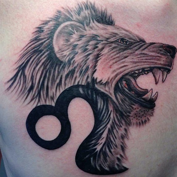 612x612 leo lion head tattoo on back tattoo ideas - Lion Head Tattoo Drawing