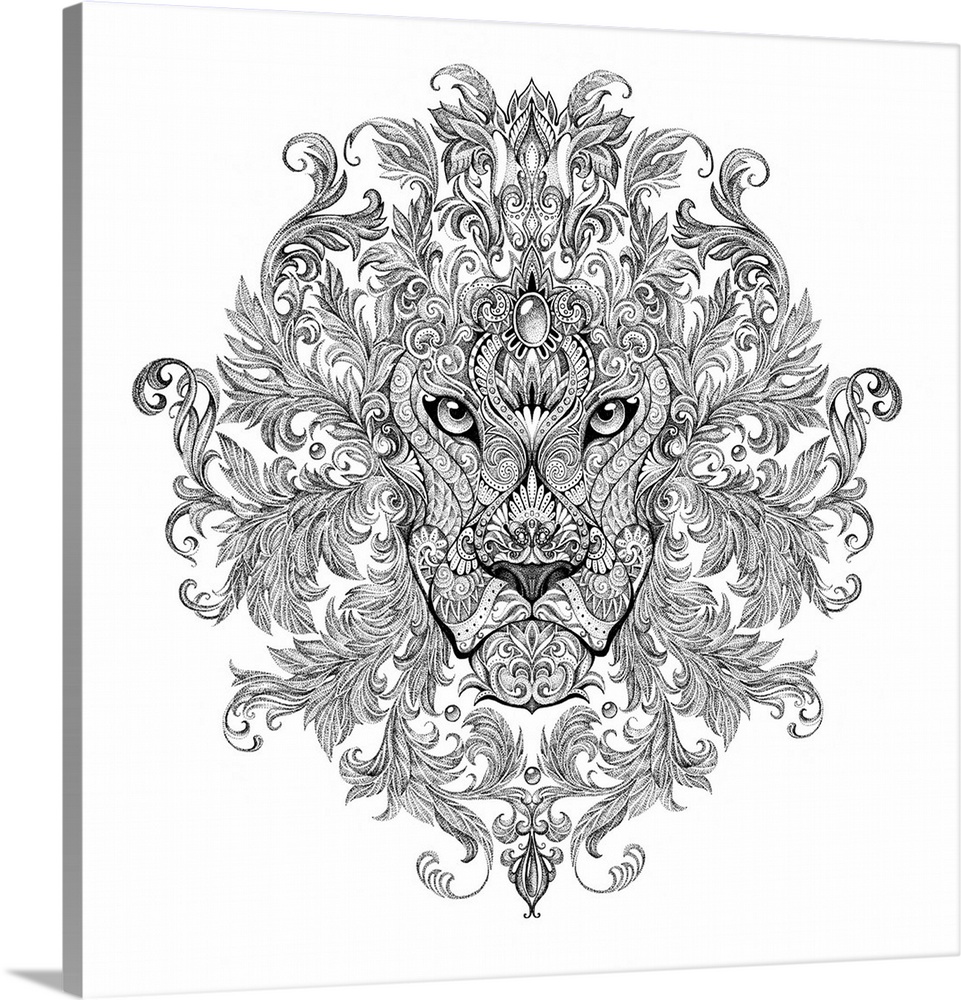 961x1000 Ornate Lion Head Tattoo Design Wall Art, Canvas Prints, Framed - Lion Head Tattoo Drawing