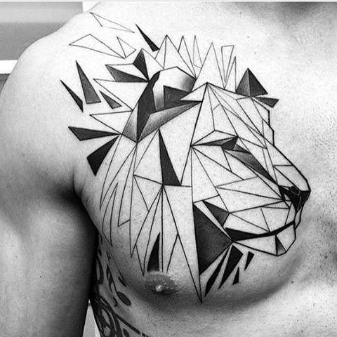 480x480 Lion Chest Tattoo Designs For Men - Lion Head Tattoo Drawing