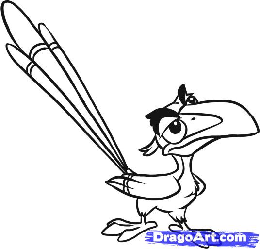 536x513 How To Draw Zazu, Step - Lion King Characters Drawing