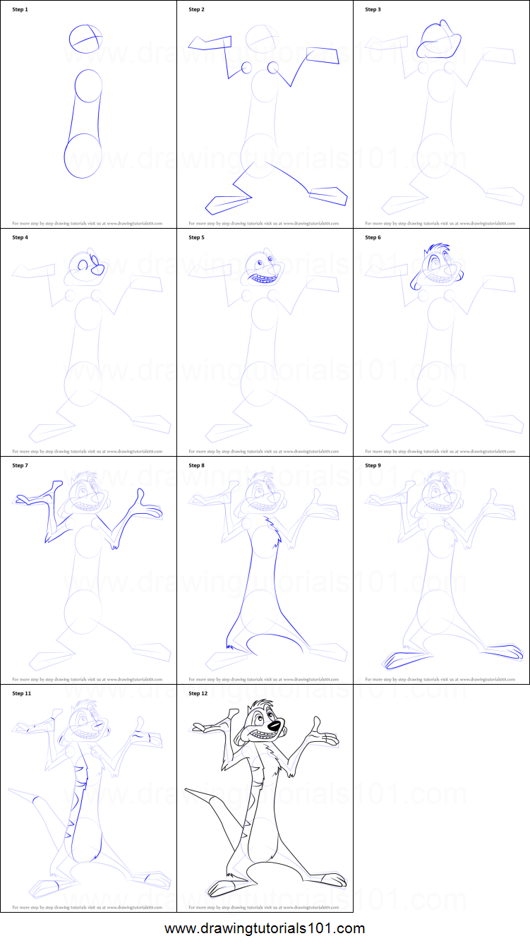 751x1343 How To Draw Timon From The Lion King Printable Step - Lion King Drawing Tutorial
