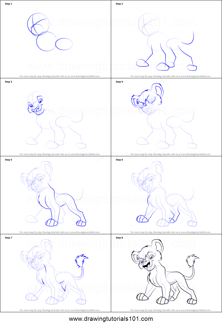 Lion King Drawing Tutorial at PaintingValley.com | Explore collection ...