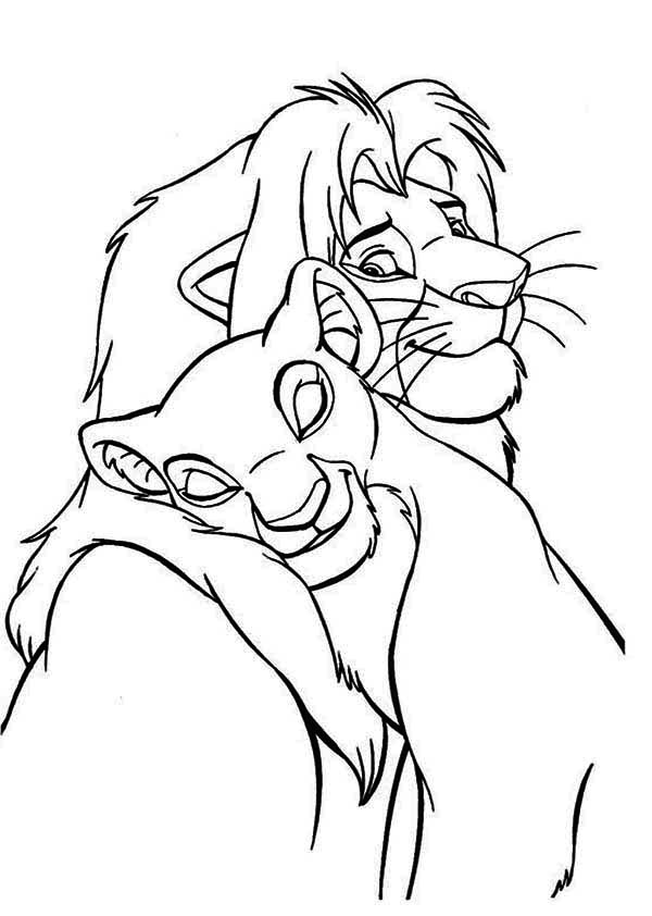 600x842 The Lion King Mufasa And Nala Love Each Other Coloring - Lion King Mufasa Drawing