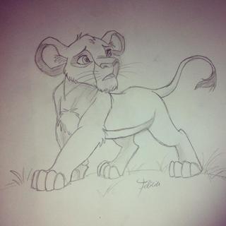 320x320 Sketch Of Young Simba - Lion King Pencil Drawing