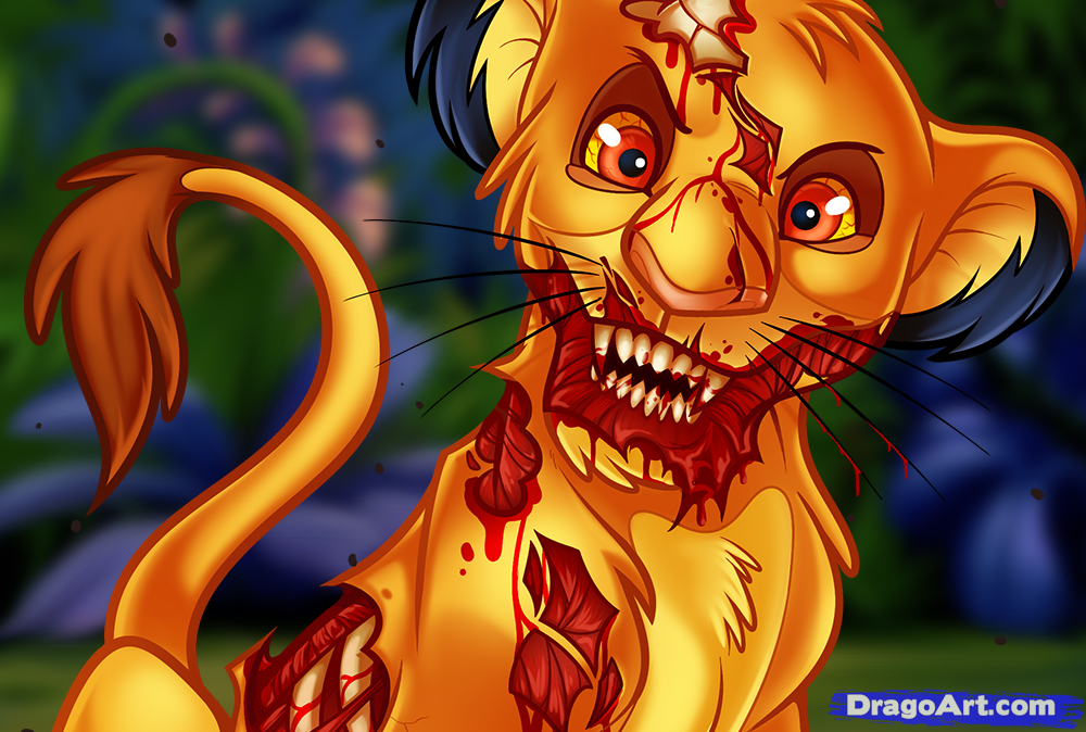 1000x674 How To Draw Zombie Simba, Simba From The Lion King, Step - Lion King Simba Drawing