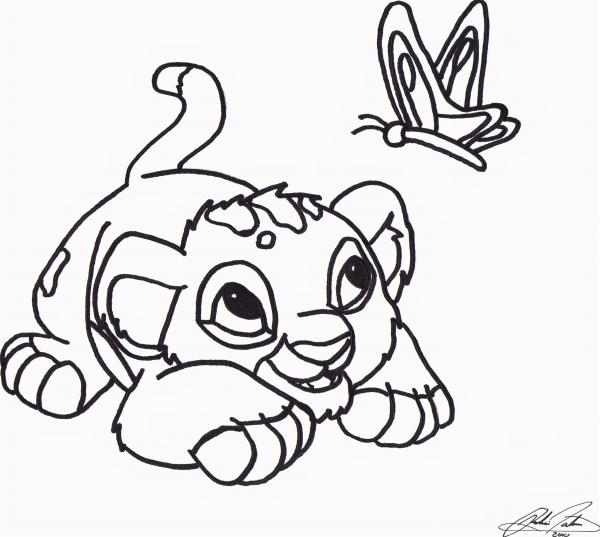 600x537 Lion King Baby Simba Drawing Free Image - Lion King Simba Drawing