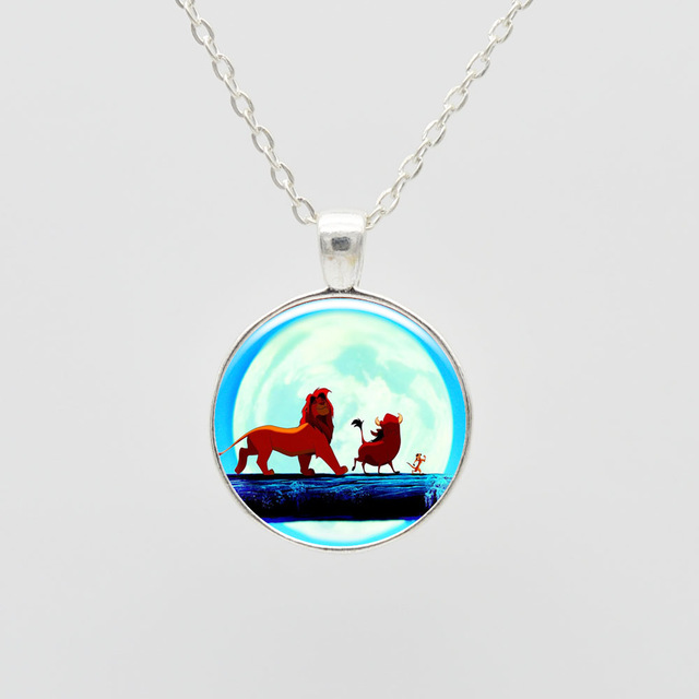 640x640 the lion king necklace rafiki simba drawing pendant glass round - Lion King Simba Drawing