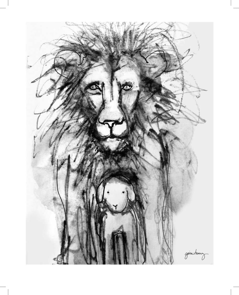 1000x1233 The Lion And The Lamb Gina Hurry Art - Lion Lamb Drawing