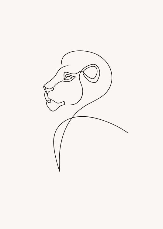 536x750 Lion Lines Poster - Lion Line Drawing