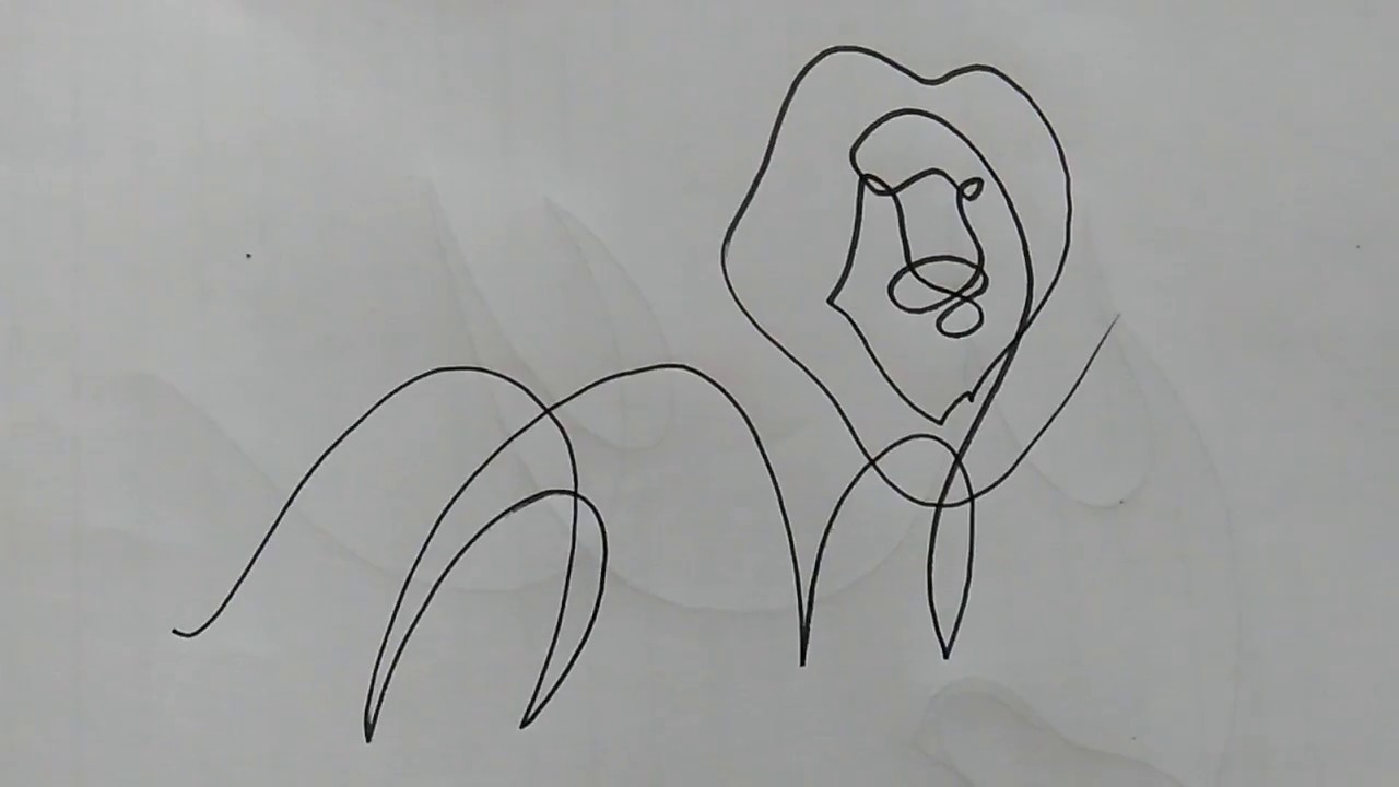 1280x720 One Line Art Lion - Lion Line Drawing