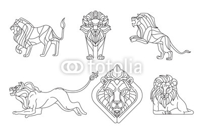 400x263 Lion, Line Vector, Sign And Symbol, Vector Illustration Buy - Lion Line Drawing