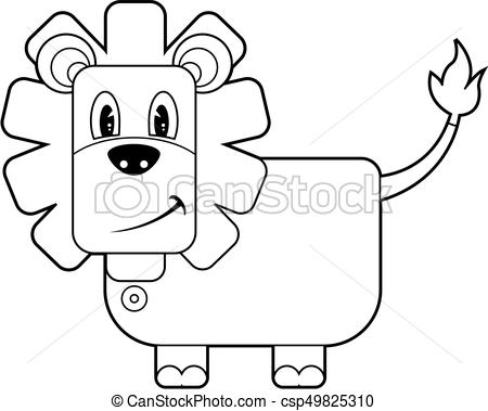 450x379 Cartoon Lion Line Drawing Cute Cartoon Lion - Lion Line Drawing