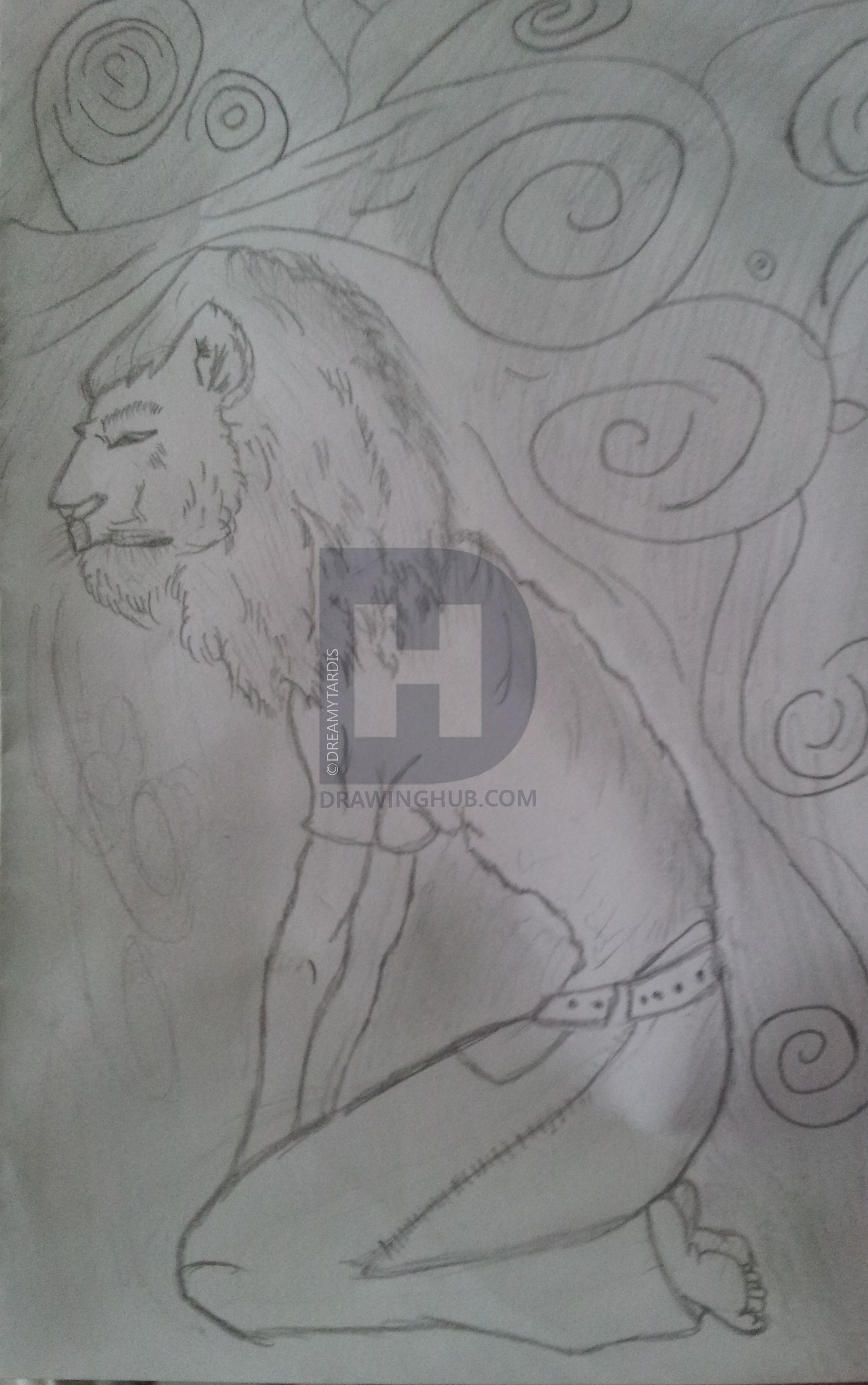 2003x3195 Lion Man Drawing - Lion Man Drawing